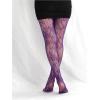 imageSHENHE Womens Patterned Fishnet Tights High Waist Pantyhose Floral StockingsPurple