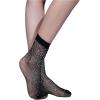 imageSHENHE Womens Sheer Fishnet Rhinestone Hollow Out Thin Mid Calf Anklet Crew SocksBlack