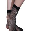 imageSHENHE Womens Sheer Fishnet Rhinestone Hollow Out Thin Mid Calf Anklet Crew SocksBlack