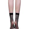 imageSHENHE Womens Sheer Fishnet Rhinestone Hollow Out Thin Mid Calf Anklet Crew SocksBlack