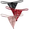 imageSHENHE Womens 3 Pack Lace G String Thongs Low Rise T Back Sexy Panty Bow Tanga UnderwearBlack Red Pink