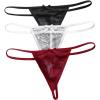 imageSHENHE Womens 3 Pack Lace G String Thongs Low Rise T Back Sexy Panty Bow Tanga UnderwearBlack White Red