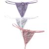 imageSHENHE Womens 3 Pack Lace G String Thongs Low Rise T Back Sexy Panty Bow Tanga UnderwearPurple Pink White