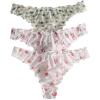 imageSHENHE Womens 3 Packs Sheer Mesh Lettuce Trim Cute Thong Mid Rise PantiesMulticolor