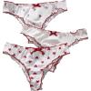 imageSHENHE Womens 3 Packs Underwear Heart Print Cute Panties Lettuce Trim Mid Rise Comfy BriefsBurgundy