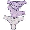imageSHENHE Womens 3 Packs Underwear Heart Print Cute Panties Lettuce Trim Mid Rise Comfy BriefsPurple
