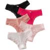 imageSHENHE Womens 5 Piece Lace Cheeky Underwear Scallop Trim Breathable Hipster PantiesBlack White Pink