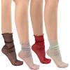 imageSHENHE Womens Glitter Socks Sheer Slouchy Lettuce Trim Sparkly Party Mini Crew SocksBlack Red Multi