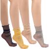 imageSHENHE Womens Glitter Socks Sheer Slouchy Lettuce Trim Sparkly Party Mini Crew SocksMulticolor