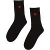 imageSHENHE Womens Heart Print Mid Calf Crew Socks Ribbed Knit Dress Boot SocksBlack