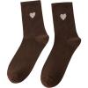 imageSHENHE Womens Heart Print Mid Calf Crew Socks Ribbed Knit Dress Boot SocksCoffee Brown