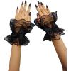 imageSHENHE Womens Lace Cuffs Lolita Wedding Wrist Length Fingerless Bridal Prom GlovesBlack Bow