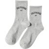 imageSHENHE Womens Letter Print Ribbed Athletic Running Breathable Mid Calf Boot Crew SocksGrey