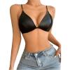 imageSHENHE Womens PU Faux Leather Push Up Brassieres Spaghetti Strap Underwire BrasDark Pu Black
