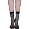 imageSHENHE Womens Sheer Fishnet Rhinestone Hollow Out Thin Mid Calf Anklet Crew SocksBlack