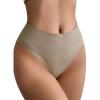 imageSHENHE Womens Tummy Control Thong Shapewear Panty High Waisted Body Shaper UnderwearKhaki