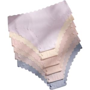 imageSHENHE Womens 6 Piece No Show Seamless Underwear Scallop Trim Mid Rise PantiesMulticolor Beige