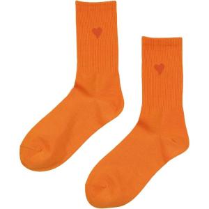 imageSHENHE Womens Heart Print Mid Calf Crew Socks Ribbed Knit Dress Boot SocksOrange