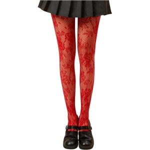 imageSHENHE Womens Patterned Fishnet Tights High Waist Pantyhose Floral StockingsFlower Red