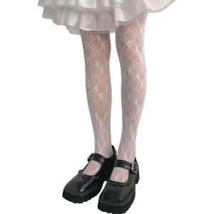imageSHENHE Womens Patterned Fishnet Tights High Waist Pantyhose Floral StockingsNetwork White