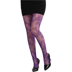 imageSHENHE Womens Patterned Fishnet Tights High Waist Pantyhose Floral StockingsPurple
