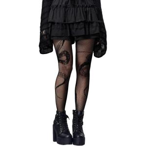 imageSHENHE Womens Patterned Fishnet Tights High Waist Pantyhose Floral StockingsSnake Print Black