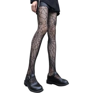 imageSHENHE Womens Patterned Fishnet Tights High Waist Pantyhose Floral StockingsSpiderweb Black