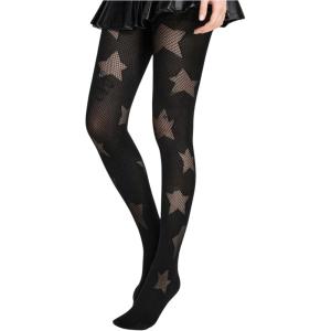 imageSHENHE Womens Patterned Fishnet Tights High Waist Pantyhose Floral StockingsStar Print Black