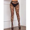 imageSHENHE Womens 1pc Sheer Mesh Pattern Tights High Waist Fashionable Sexy Streetwear Fishnet StockingsBat Print Black