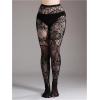 imageSHENHE Womens 1pc Sheer Mesh Pattern Tights High Waist Fashionable Sexy Streetwear Fishnet StockingsBoho Black