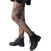 imageSHENHE Womens 1pc Sheer Mesh Pattern Tights High Waist Fashionable Sexy Streetwear Fishnet StockingsButterfly Flower Black