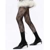 imageSHENHE Womens 1pc Sheer Mesh Pattern Tights High Waist Fashionable Sexy Streetwear Fishnet StockingsCoquette Bow Black