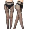 imageSHENHE Womens 1pc Sheer Mesh Pattern Tights High Waist Fashionable Sexy Streetwear Fishnet StockingsCutout Black
