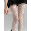 imageSHENHE Womens 1pc Sheer Mesh Pattern Tights High Waist Fashionable Sexy Streetwear Fishnet StockingsFloral White