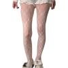 imageSHENHE Womens 1pc Sheer Mesh Pattern Tights High Waist Fashionable Sexy Streetwear Fishnet StockingsFloral White