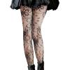 imageSHENHE Womens 1pc Sheer Mesh Pattern Tights High Waist Fashionable Sexy Streetwear Fishnet StockingsFlower Black C