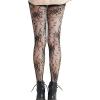 imageSHENHE Womens 1pc Sheer Mesh Pattern Tights High Waist Fashionable Sexy Streetwear Fishnet StockingsFlower Black C