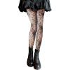 imageSHENHE Womens 1pc Sheer Mesh Pattern Tights High Waist Fashionable Sexy Streetwear Fishnet StockingsFlower Black C