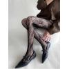 imageSHENHE Womens 1pc Sheer Mesh Pattern Tights High Waist Fashionable Sexy Streetwear Fishnet StockingsFlower Black E