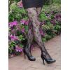 imageSHENHE Womens 1pc Sheer Mesh Pattern Tights High Waist Fashionable Sexy Streetwear Fishnet StockingsFlower Black a