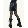 imageSHENHE Womens 1pc Sheer Mesh Pattern Tights High Waist Fashionable Sexy Streetwear Fishnet StockingsGothic Striped Black