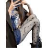imageSHENHE Womens 1pc Sheer Mesh Pattern Tights High Waist Fashionable Sexy Streetwear Fishnet StockingsMoon Star Black