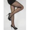 imageSHENHE Womens 1pc Sheer Mesh Pattern Tights High Waist Fashionable Sexy Streetwear Fishnet StockingsPinstripe Black