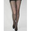 imageSHENHE Womens 1pc Sheer Mesh Pattern Tights High Waist Fashionable Sexy Streetwear Fishnet StockingsPinstripe Black