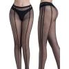 imageSHENHE Womens 1pc Sheer Mesh Pattern Tights High Waist Fashionable Sexy Streetwear Fishnet StockingsSide Seam Black