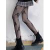 imageSHENHE Womens 1pc Sheer Mesh Pattern Tights High Waist Fashionable Sexy Streetwear Fishnet StockingsSkull Fishnet Black