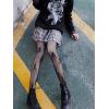 imageSHENHE Womens 1pc Sheer Mesh Pattern Tights High Waist Fashionable Sexy Streetwear Fishnet StockingsSkull Fishnet Black