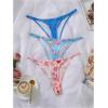 imageSHENHE Womens 3 Pack Thong Underwear G String Low Rise Cute Patterned Panties ThongsBlue and Pink