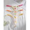 imageSHENHE Womens 3 Pack Thong Underwear G String Low Rise Cute Patterned Panties ThongsYellow White Multi