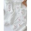 imageSHENHE Womens 3 Pairs Knitted Crew Socks Ruffle Frilly Bow Patterned Soft Ankle SocksWhite a